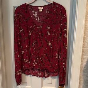 Mossimo Supply Co. Burgundy Floral Top